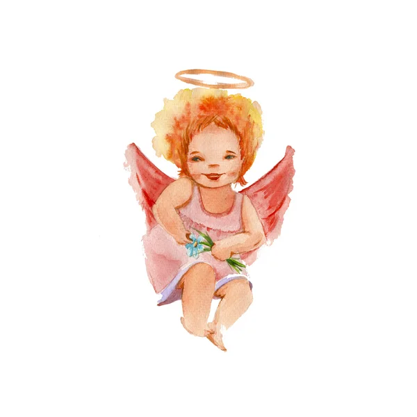 Andělíček. izolovaný. Akvarel — Stock fotografie