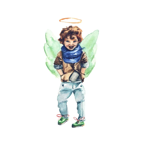 Anioł dziecka. na białym tle. akwarela — Zdjęcie stockowe