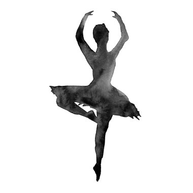 bir dansçı silüeti. Bale. izole. suluboya