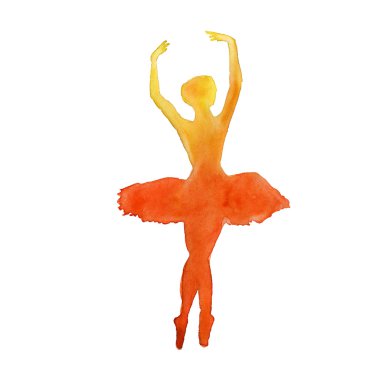 bir dansçı silüeti. Bale. izole. suluboya