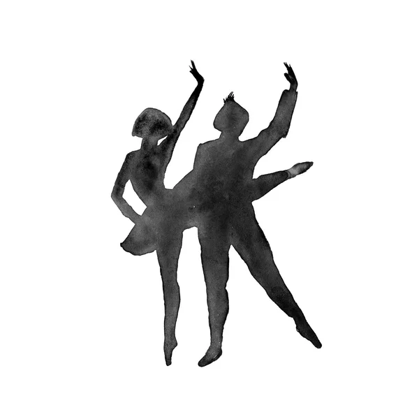 Silhouette de danseuse. ballet. isolé. aquarelle — Photo