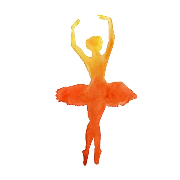 Silhouet van een danser. Ballet. geïsoleerd. Aquarel — Stockfoto