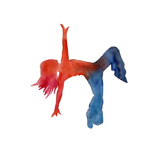 Silueta hip-hopová tanečnice. izolovaný. Akvarel — Stock fotografie