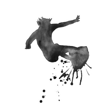 sörfçü. gemide kişi. izole. suluboya