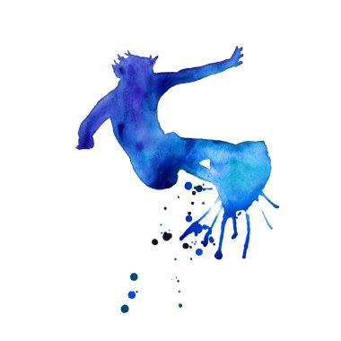 sörfçü. gemide kişi. izole. suluboya