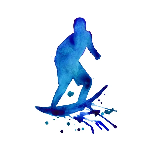 Surfer. mensen aan boord. geïsoleerd. Aquarel — Stockfoto