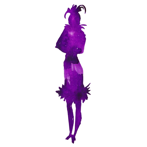 Silhouet van een vrouw. Model op de catwalk. geïsoleerd. watercolo — Stockfoto