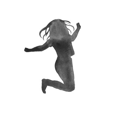 Çocuk siluet siyah beyaz. Tasarım için öğe. izole. su