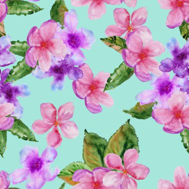 arka plan kiraz çiçeği. seamless modeli. Sulu Boya illustra