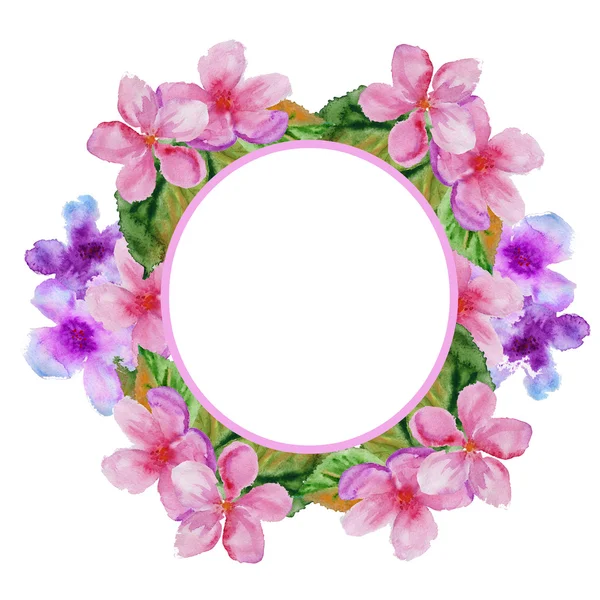Rahmen mit Kirschblüten. Vereinzelt. Aquarellillustration — Stockfoto