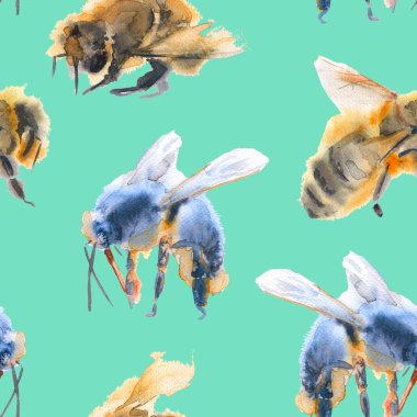 arka plan arı. seamless modeli. suluboya resim.