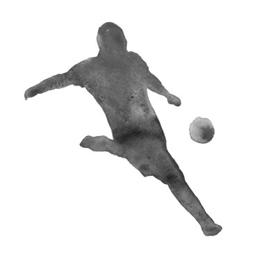 futbol oynayan bir adamın silueti. Futbolcu. Izole. wate