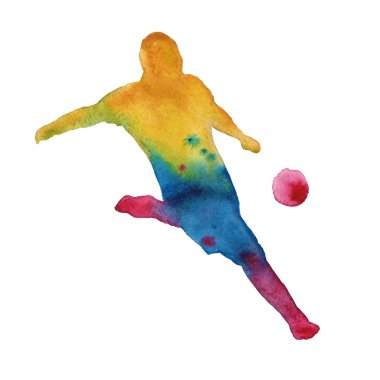 futbol oynayan bir adamın silueti. Futbolcu. Izole. wate