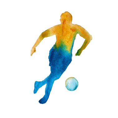 futbol oynayan bir adamın silueti. Futbolcu. Izole. wate