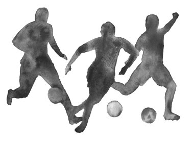 futbol oynayan bir adamın silueti. Futbolcu. Izole. wate