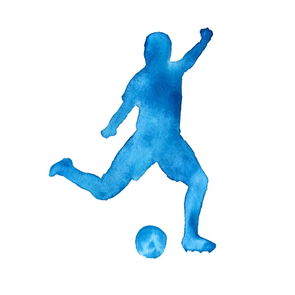 一个人踢足球的剪影。球员。孤立。瓦特 — 图库照片