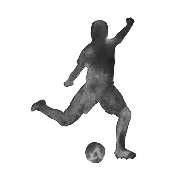 Silhouette of a man playing football. footballer. isolated. wate — Stock Photo, Image
