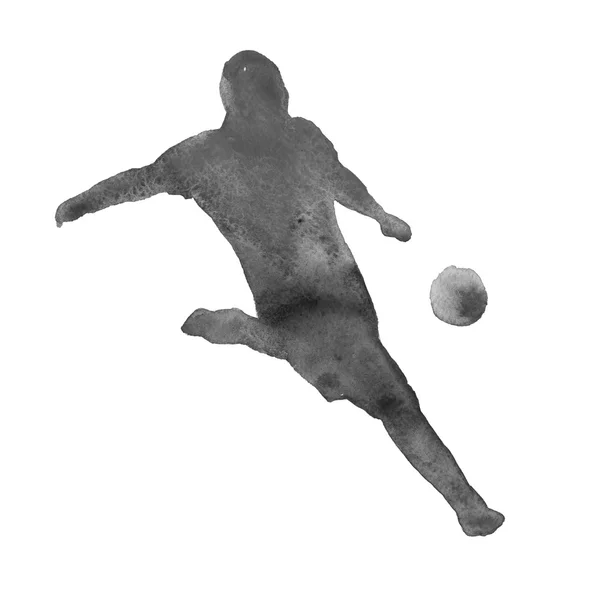 Silhouette of a man playing football. footballer. isolated. wate — Stock Photo, Image