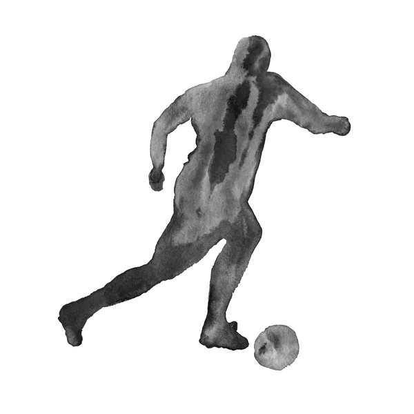 Silhouette of a man playing football. footballer. isolated. wate — Stock Photo, Image