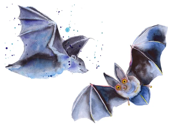 Halloween de souris volante. Isolé. Illustration aquarelle . — Photo