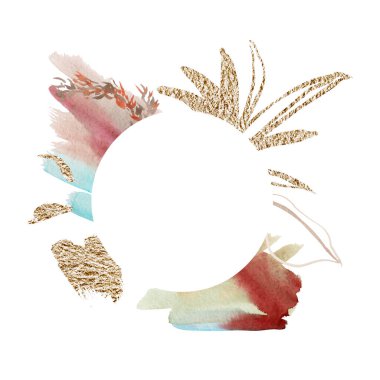 Suluboya lekeli çerçeve. Beyaz bir arkaplanda izole edilmiş.