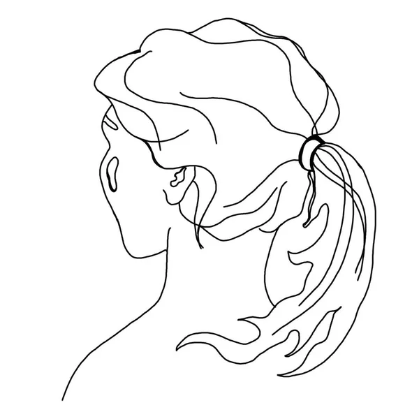 Sketch of a girls head. Isolated on a white background. — Stock Photo, Image