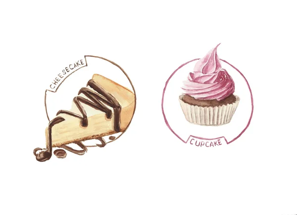 Assar o cheesecake e cupcake — Fotografia de Stock