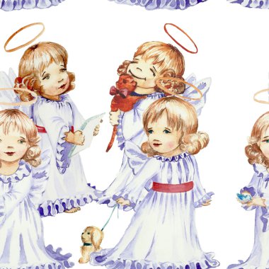 background Christmas angels watercolor
