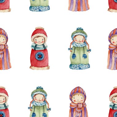 background Christmas doll watercolor