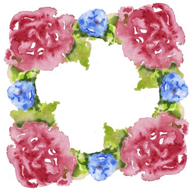 Suluboya çiçekli çerçeve