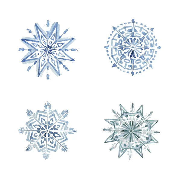 Winter seamless pattern with watercolir snowflakes Christmas snowflakes pattern — Stock Photo, Image