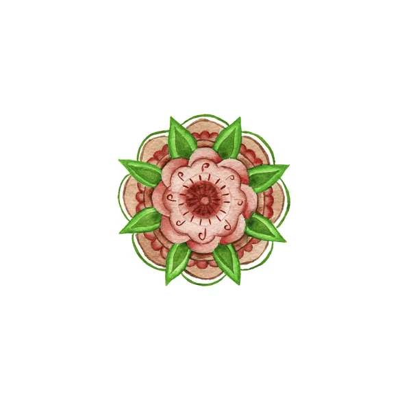 Pattern floral red green watercolor — 스톡 사진