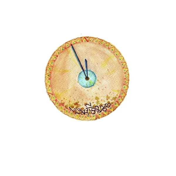 Object a clock watercolor — Zdjęcie stockowe