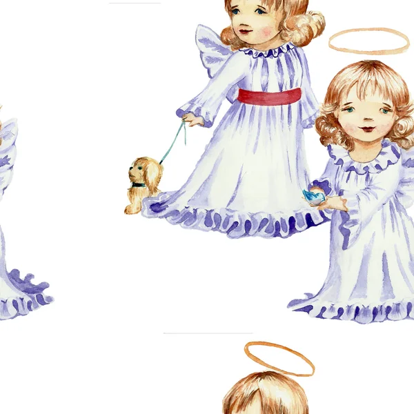 Background Christmas angels watercolor — Stock Fotó