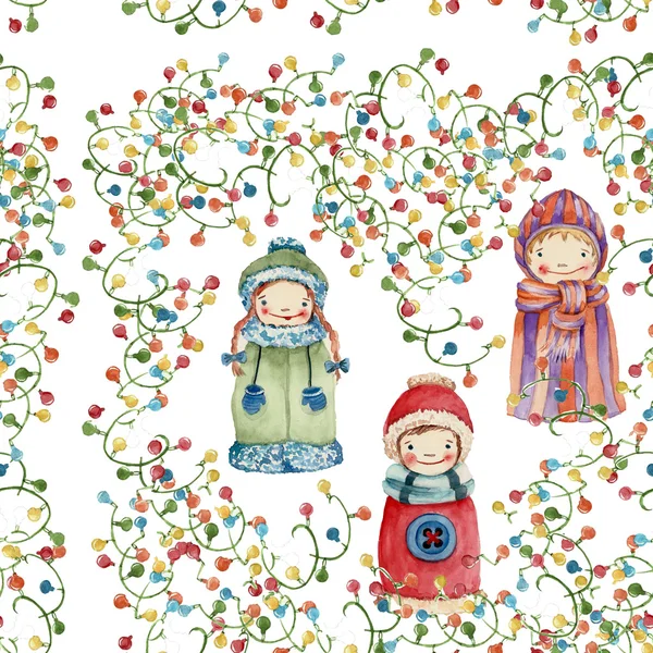 Background Christmas doll watercolor — Stock Fotó