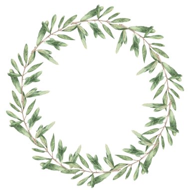 bir zeytin ağacı çelenk suluboya Şubesi