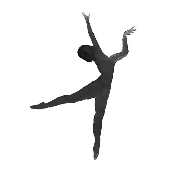 Bailarina. versão monocromática isolada. Aquarela — Fotografia de Stock