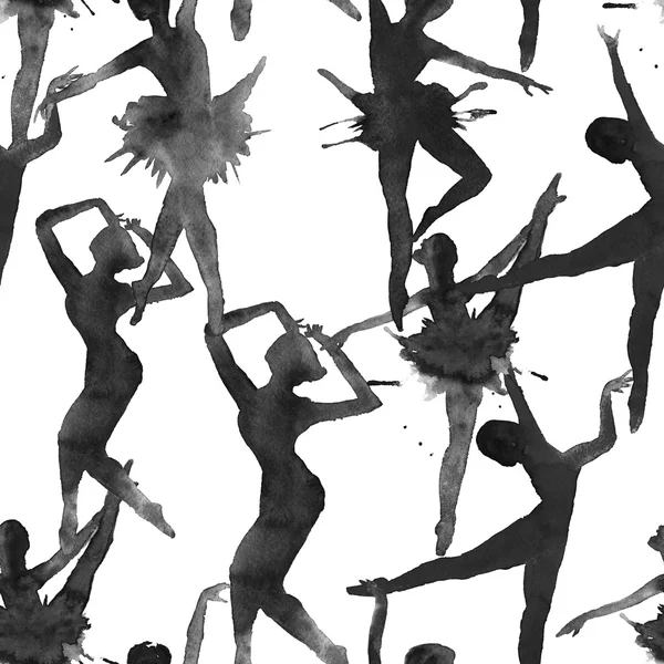 Танцюристи на фоні. монохромна версія. водяний колір — стокове фото