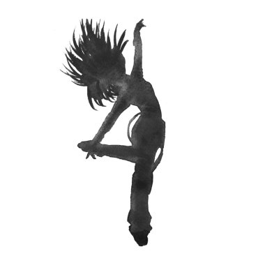 hip-hop dansçısı. izole edilmiş. Suluboya.