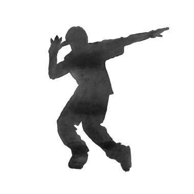 hip-hop dansçısı. izole edilmiş. Suluboya.