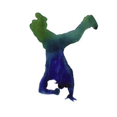 hip-hop dansçısı. izole edilmiş. Suluboya.