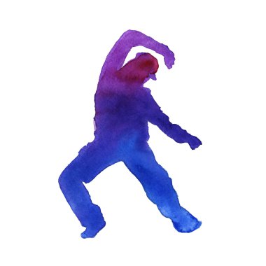 hip-hop dansçısı. izole edilmiş. Suluboya.