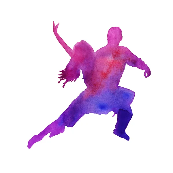 Silhouette of a man and a woman dancing tango. isolated. Waterco — Stock Photo, Image
