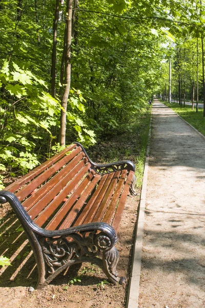 Bench in het voorjaarspark — Stockfoto