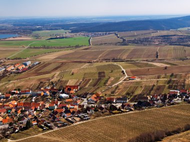 Bahar üzüm bağları arasında Köyü