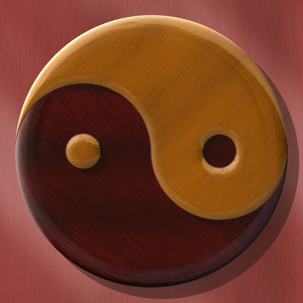 Yin Yang symbole en bois — Photo