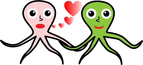 Two octopuses in love — Stock Vector