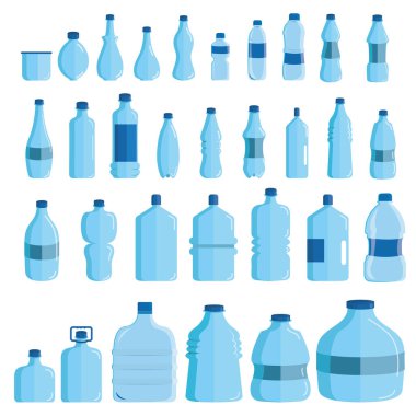 Beyaz arka planda izole edilmiş plastik su şişesi. Sağlıklı agua şişe vektör çizimi. Plastik kutuda temiz içecek.