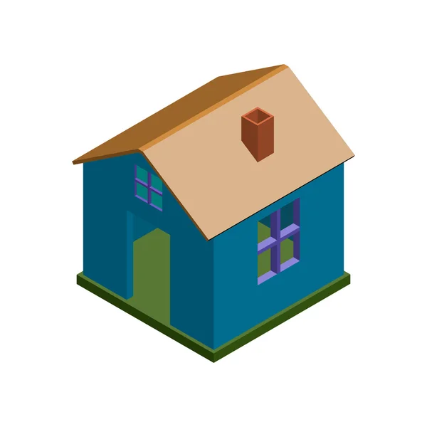 Isometrisches 3D-Haus. — Stockvektor