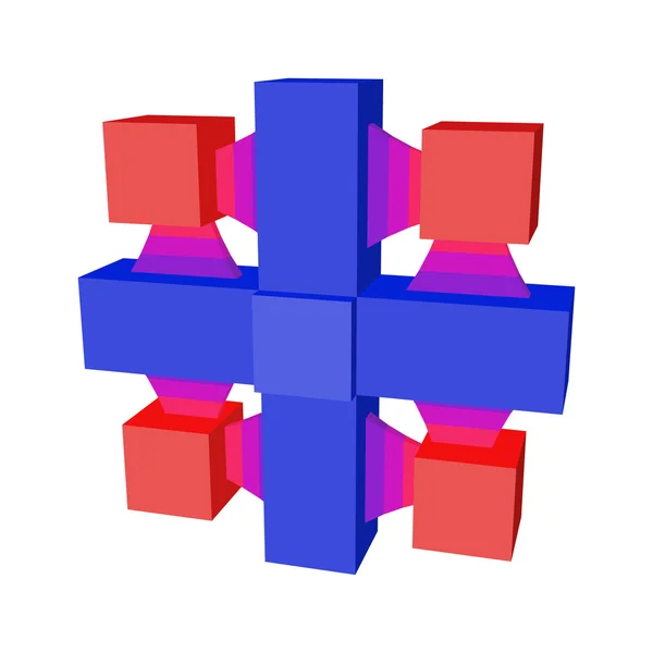 Abstracte geometrische 3D-object. Vectorillustratie. — Stockvector